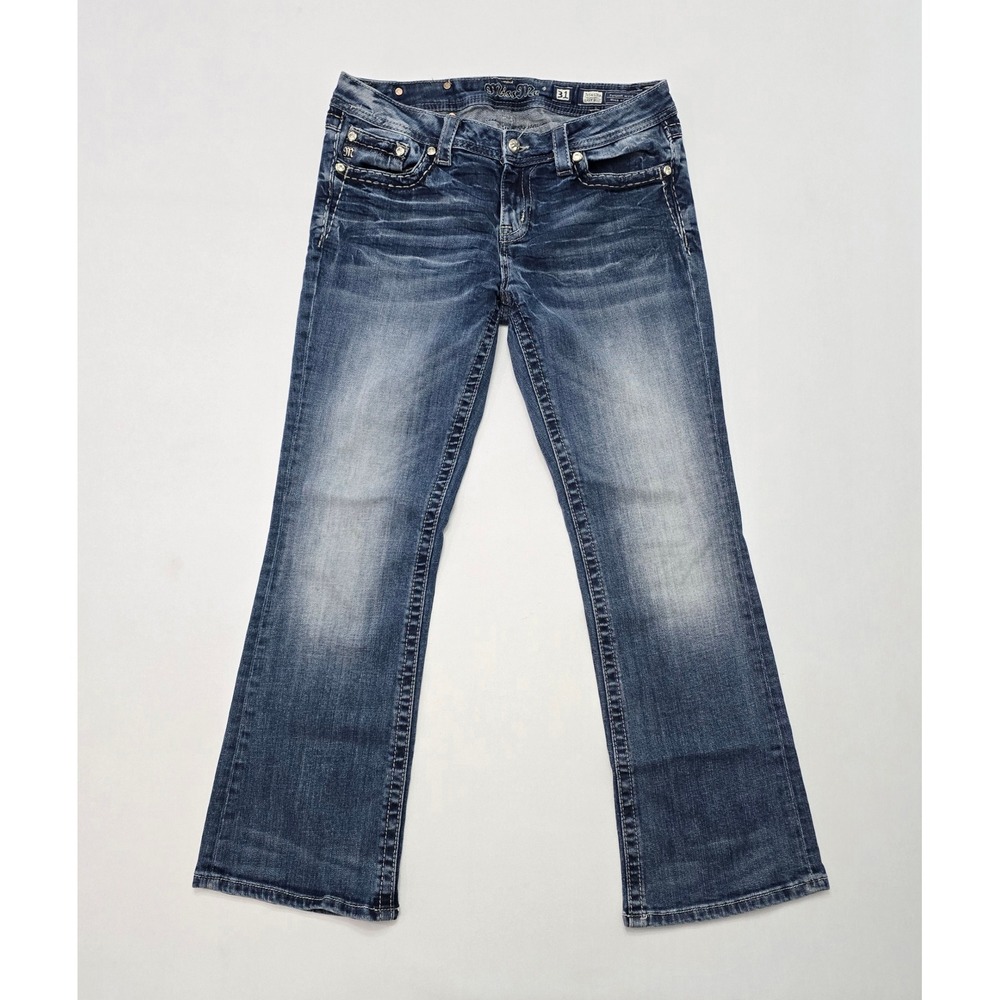 Miss Me Easy Boot JE5457ER Medium Wash Embellished Bootcut Jeans Blue Womens 31